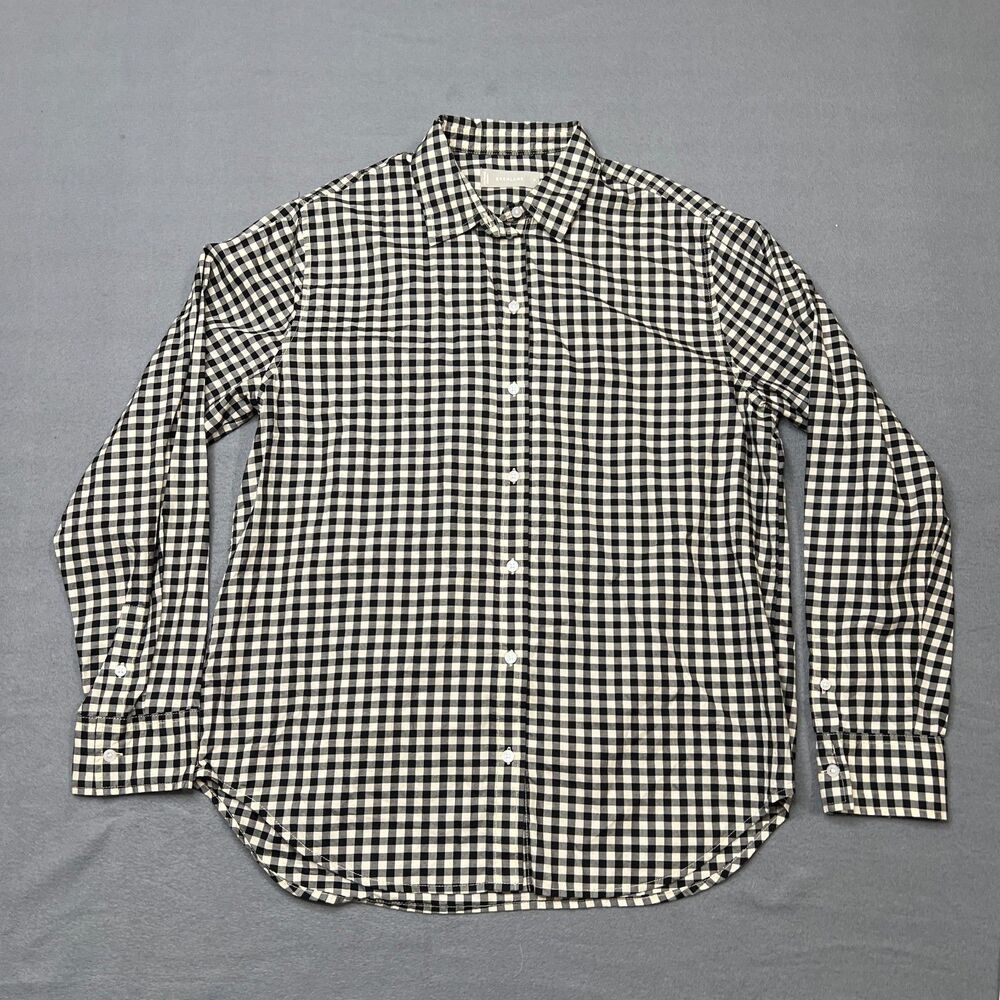 Everlane Shirt Women's Size 8 Black Ivory Gingham Check Long Sleeve Button-Up